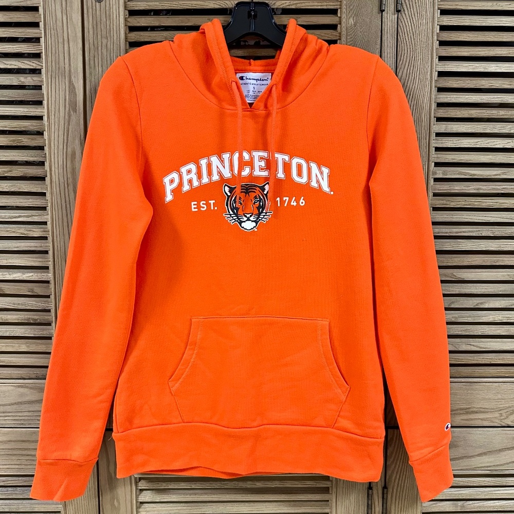 Princeton University Sweatshirt with Hood with Tiger Size Small Orange New